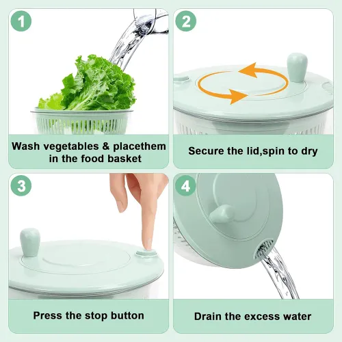 6 In 1 Salad Spinner Large Salad Spinner Vegetable Washer with Vegetable Chopper Multi-Use Lettuce Spinner Salad Dryer