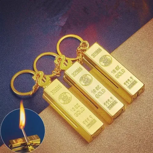 1 Pcs Ten Thousand Match Metal  Lighter Windproof High Value Gold Bar Shape Lighter Creative Personality Cool lighters Men Gifts