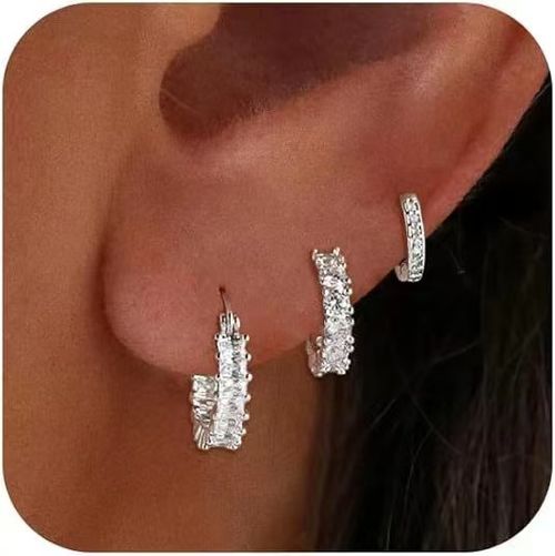 Sterling Silver Small Hoop Earrings Zirconia Huggie  Gold Plated Cartilage Piercing Ear Cuff Tiny Earrings for Women Men