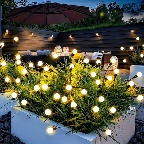 3PCS Solar Garden Lights Solar Firefly Swaying Decorative Light for Yard Pathway Christmas Halloween Decoration Ambient Lighting