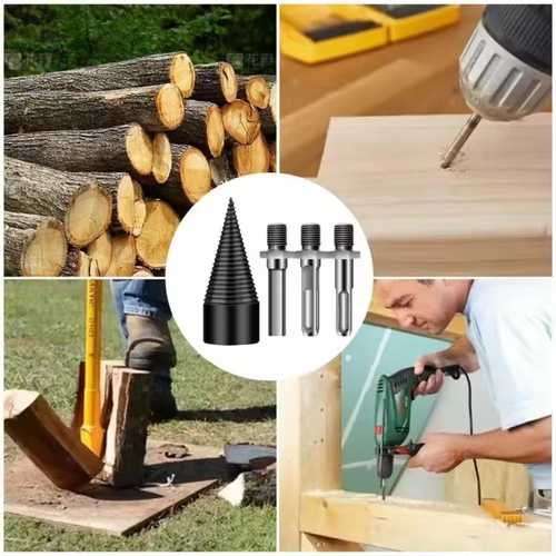 4pcs New Wood Splitting Firewood Splitting Bit Electric Drill Woodworking Tool Step Drill Bit Wear Resistant Wood Drill Bit