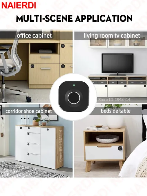 Smart Biometric Cabinet Lock Black Keyless Fingerprint Locks