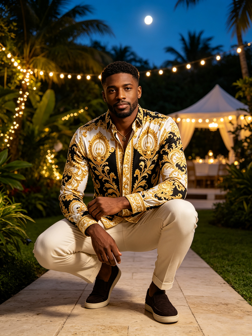 Black gold palace high-end banquet shirt
