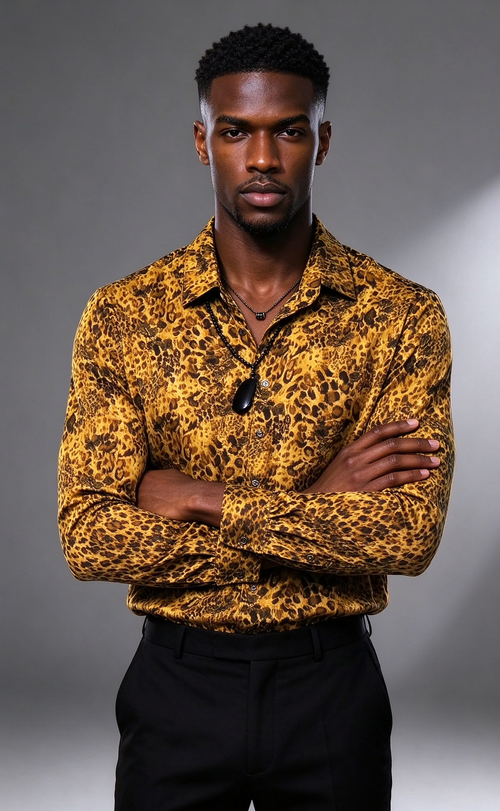 Yellow leopard print shirt