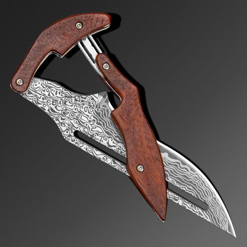 High-Hardness Damascus Pattern Folding Tool for Outdoor Survival