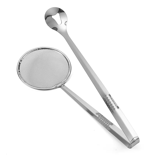 5PCS Stainless Steel Oil Frying Clamp Filter Fine Mesh Strainer With Clip Tongs for Oil-frying Food Kitchen Tools