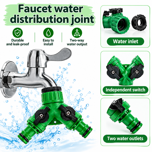5pcs Y-Shaped Connectors Garden Three-way Faucet Hose Diverter Garden Hose Watering Fittings Adapter with Adjustable Switch Valve