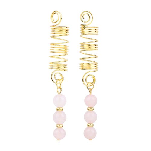 Natural Chip Stone Pendant Hair Accessories For Women Girl Wire Wrapped Hair Twists Spiral Hair Cuff Clips Headwear Dreadlock
