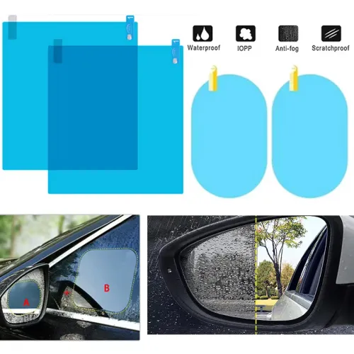 2 car rearview mirror films + 2 side window protective films, waterproof, fog and rainproof