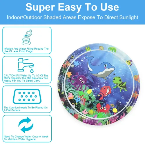 Baby Play Water Mat Purple Octopus Inflatable PVC Playing Mat Toddler Pad Kids Early Education Activity Toy