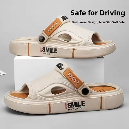 Ultra-Light Anti-Slip Men's Sandals Thick Beach Slippers Driving Two-Way Wear Shoes Comfortable Casual Sports Sandals