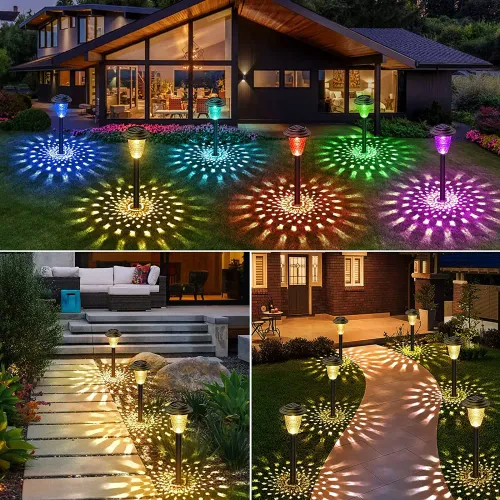 Solar Pathway Lights Outdoor Solar Yard Lamp RGB Color Changing  IP67 Waterproof LED Solar Lights for Garden Path