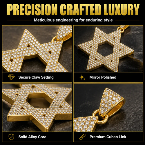 Hip Hop Iced Out Davidster Hanger met 50cm Ketting – Nu met Korting!