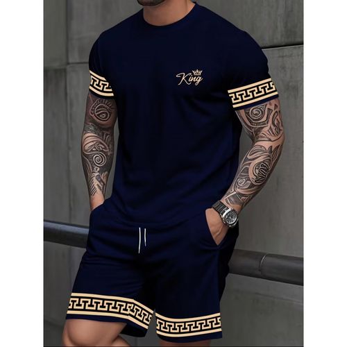 KING-Print Mens Short-Sleeve Fashionable Premium-Style Set
