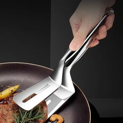 4Pcs Stainless Steel Steak Clips Multifunctional Spatula Double-Sided Cooking Tongs For Fish Meat Pizza Kitchen Baking Tools