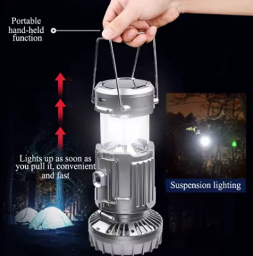 Solar Portable Camping Lanterns Electric Fan 1500mAh LED Solar Power Hanging Tent Rechargeable
