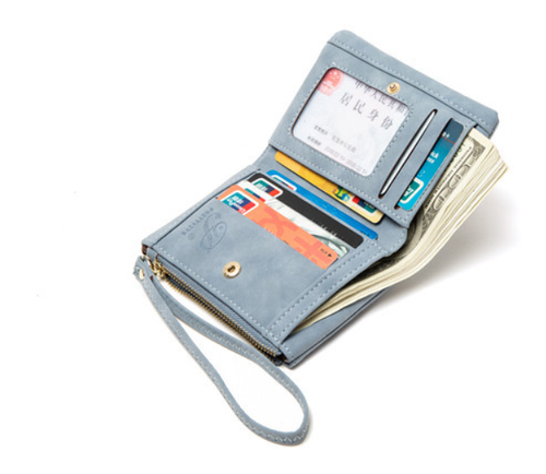 Custom Name Watercolor Birth Flower Tri-Fold Wristlet Wallet, Leather Card Holder with Wrist Strap