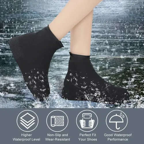 3 Pairs Rubber Rain Boot Overshoes For Outdoor Use, Silicone Waterproof Shoe Covers, Rainy Day Shoe Cover, Reusable Non-Slip Rain