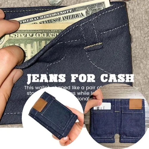 Pocket Pants Mini Jeans Wallet,Foldable Jeans Shaped Change Bag Card Holder Wallets,Portable Retro Pants Style Wallets