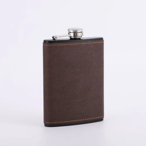 Luxury Pocket Hip Flask Leather Covered Stainless Steel Flask