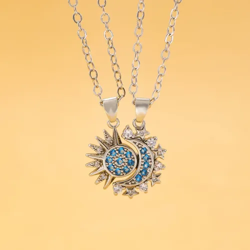 Stainless Steel Magnetic Sun Moon Couple Necklace Fashion Chain for Men and Women Good Friend Gifts Trend Jewelry