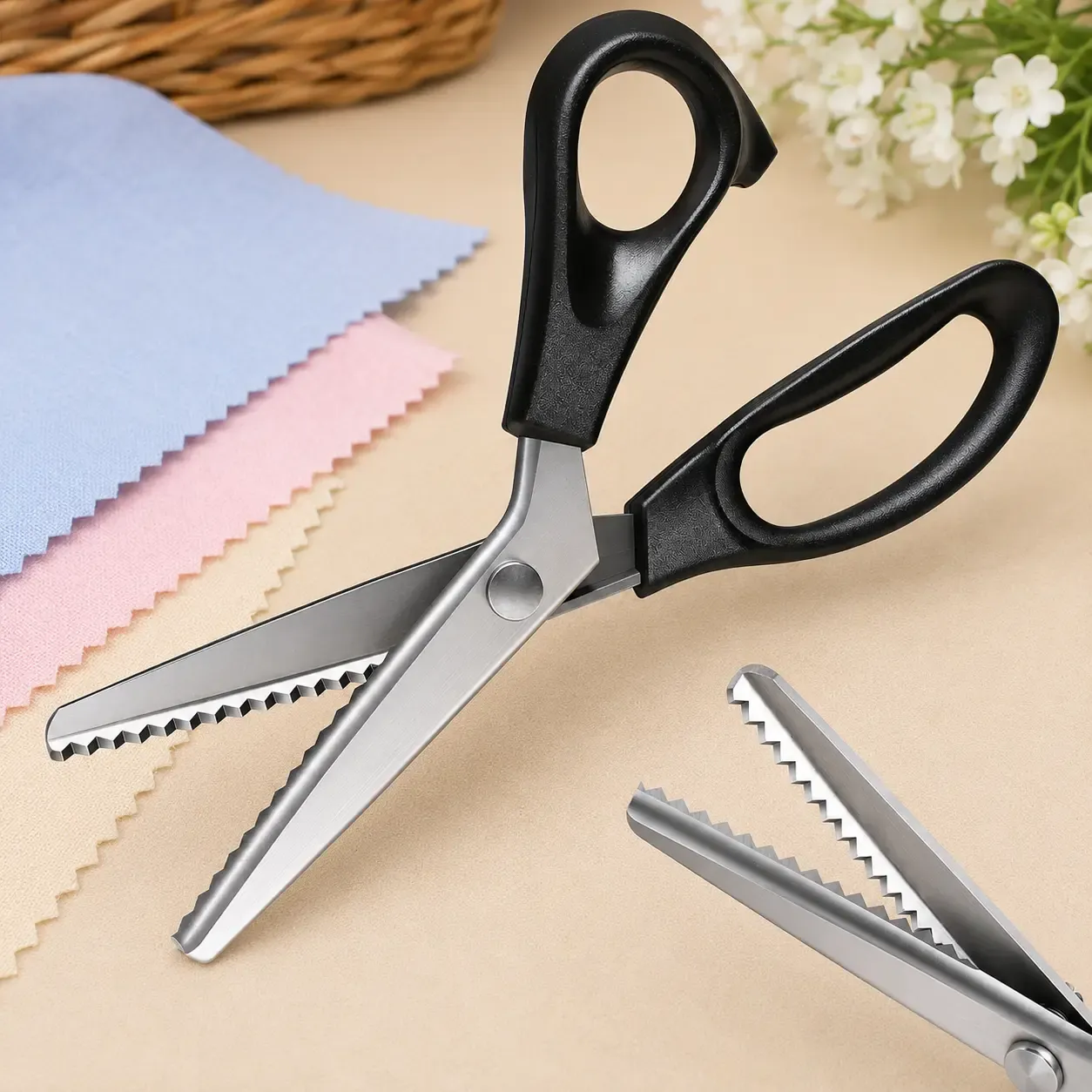 2PCS Stainless Steel Zig Zag Pinking Shears with Serrated Teeth - Durable, Sharp Sewing Tool for DIY Crafts, Dressmaking - Textiles & Sewing Supplies Accessory