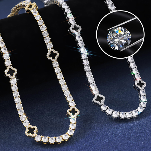 High-end Tennis Chain with Black Four Leaf Clover
