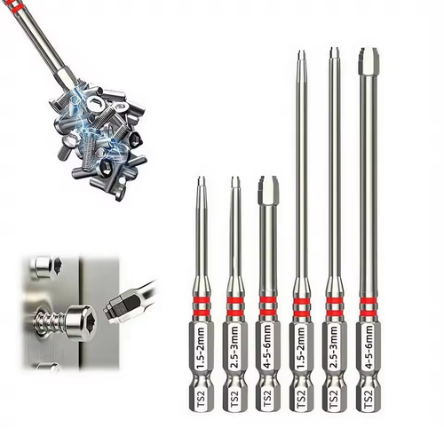 6PCS Pagoda Step Hex Screwdriver Bit Set, S2 Alloy Steel Hex Shank Bits Multi-Size Magnetic Tips for Electric Drill Screwdriver