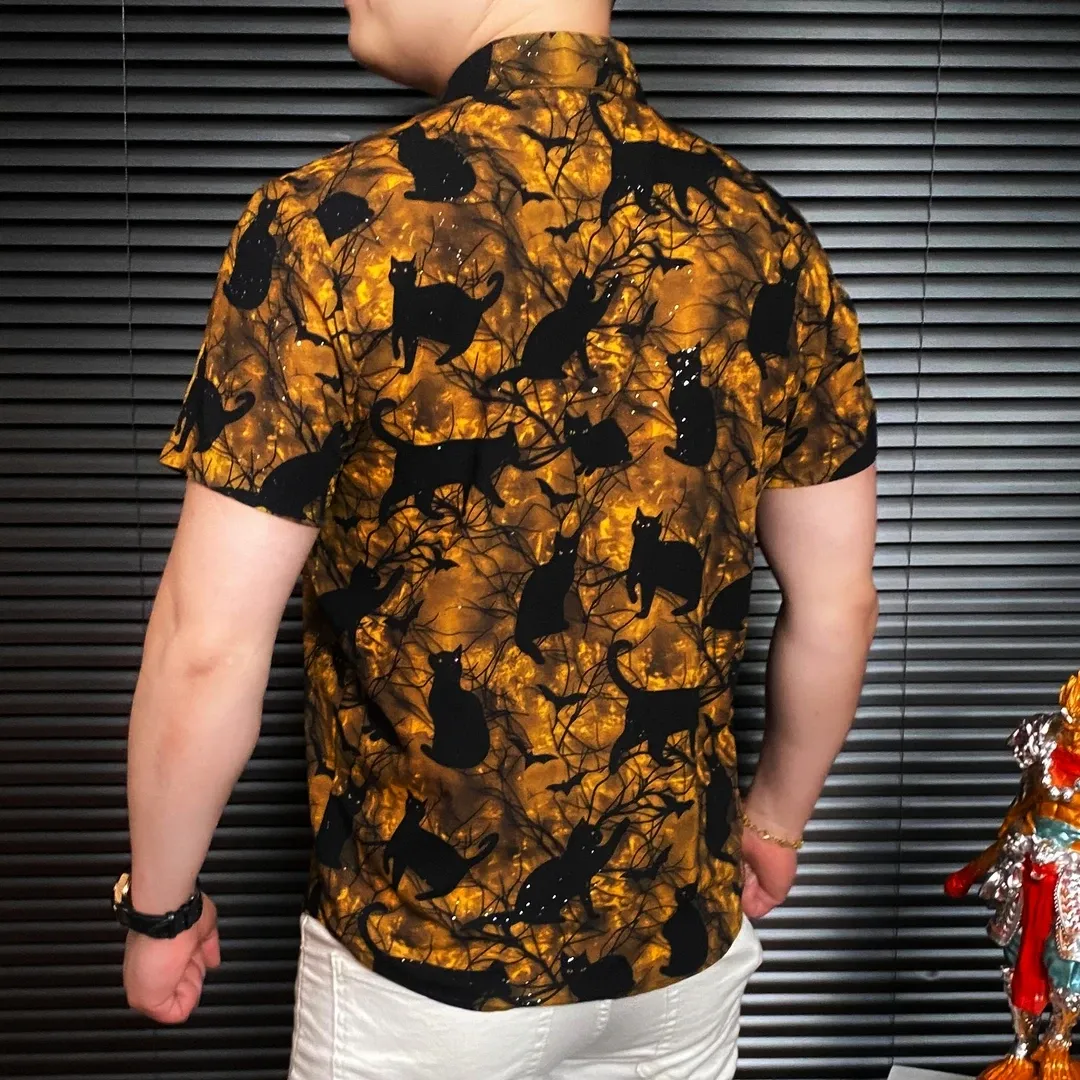 Men's yellow short-sleeved casual summer top