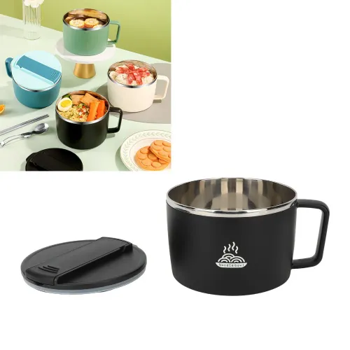 Portable 304 Stainless Steel Instant Noodles Bowl 1200ml With Lid Ramen Bowl Set Portable Ramen Cooker For Office