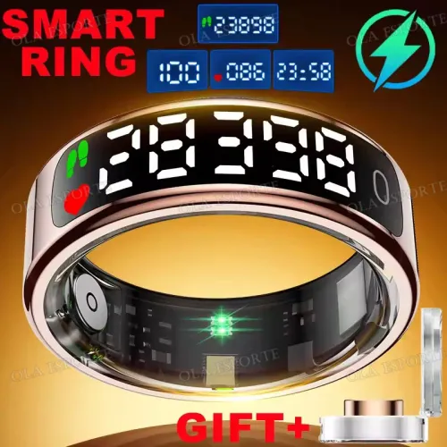 2026 New  Smart Ring Men Women LED Display Screen Heart Rate Blood Oxygen Monitoring