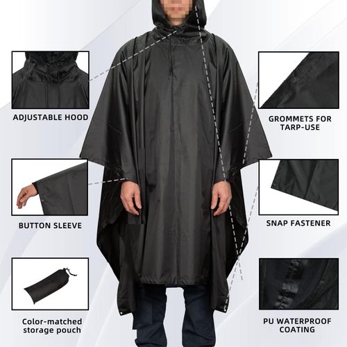Waterproof Poncho - Portable, Foldable, Comfortable for Outdoor Camping