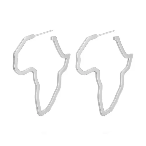 Stainless Steel African Map Exaggerated Large Earrings Fashion Personality Simple Commuting Geometric Jewelry Earrings