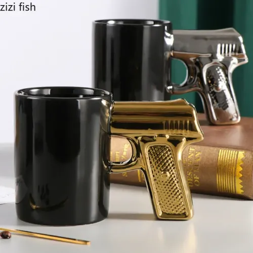 Creative Amazon Cross-Border Coffee Mug: Revolver-Style Ceramic Cup