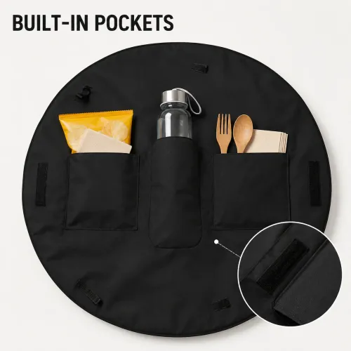 2 in 1 Convertible Picnic Mat Tote Bag 100cm Round Outdoor Blanket Large Capacity