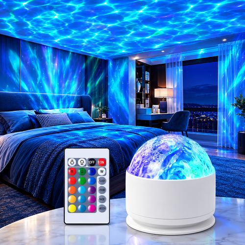 16-Color LED Projection Night Light (with Remote Control) – Decorative Ambient Projection Light for Parties suitable for Bar Parties, Bathrooms, and Bedrooms