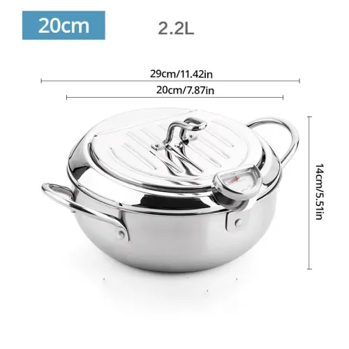 Stainless Steel Oil Pan Household Thermometer With Cover Tempura Oil Fryer Small Oil