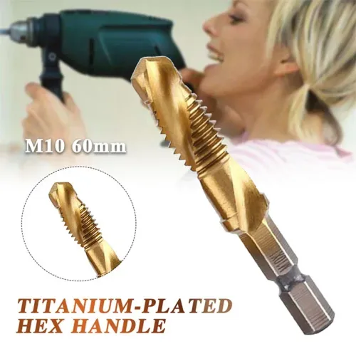 6PCS Metric Titanium Drill Tap Combination Bit Set Hex Shank HSS Screw Thread Bit Thread M3 M4 M5 M6 M8 M10 Taps Tool