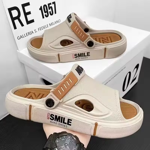 Ultra-Light Anti-Slip Men's Sandals Thick Beach Slippers Driving Two-Way Wear Shoes Comfortable Casual Sports Sandals