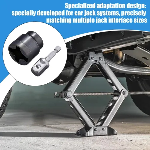 2pcs Universal Scissor Car Jack Adapter Rv Stabilizer Jack Drill Adapter Car Disassemble Tool Steel Ball Joint Rod Impact Wrench Tool