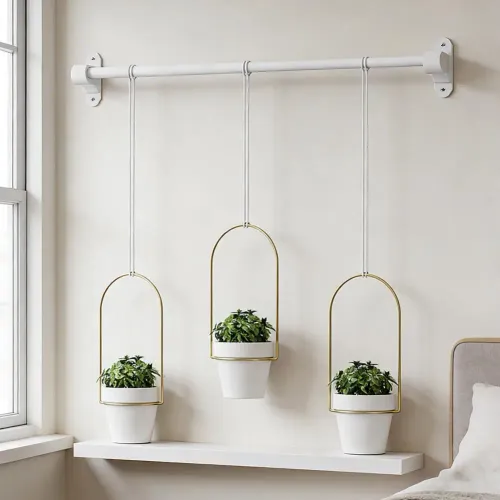 Multi-planter Hanging System Hanging Flower Pot Adjustable Hanging Plant Pot Set with Metal Rod
