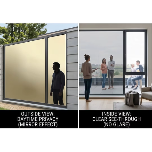 5pcs No Glue Static Cling Window Heat Insulation Film Sun Blocking Cooling Privacy Glass Sticker for Living Room Bedroom Balcony