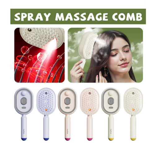 Multi Functional Spray Massage Hair Comb Detangling Brush With Sprayer And Red Light Therapy For Scalp Massage Daily Hair Care