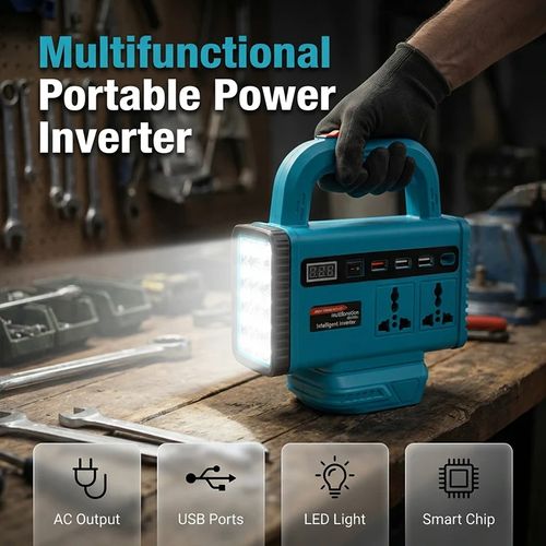 Multifunction Intelligent Inverter Converter Portable DC 21V To AC 180V-220V Battery Inverter For Makita 18V Battery(No Battery)