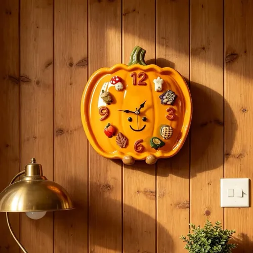 Pumpkin Magnetic Clock Interchangeable Magnetic Pumpkin Shape Bedroom Wall Clock