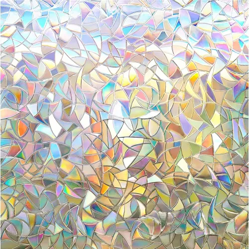 Window Privacy Film, Rainbow Window Clings, 3D Decorative Window Vinyl, Stained Glass Window Decals, Static Cling Window Sticker（50cm*5m  ）
