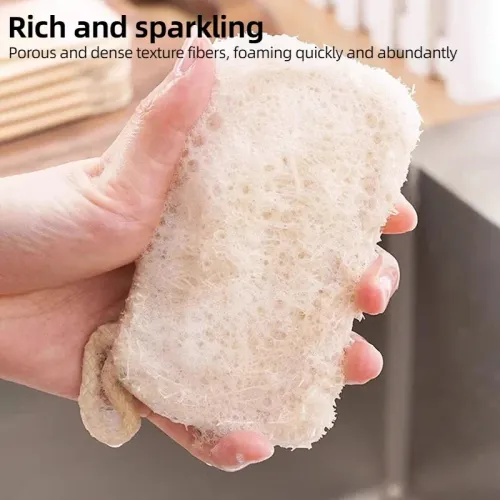 10PCS  Natural Loofah Sponge Dish Scrubber Vegetable Fiber Reusable Eco Friendly Oil Stain Remover With Hanging Rope Kitchen Cleaning