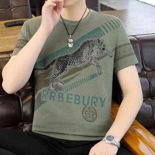 Summer 2026 High-End Ice Silk Short Sleeve Men's T-Shirt round Neck Half Sleeve Shirt Trendy Urban Fashion Cool Feeling