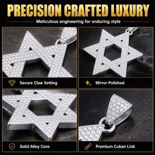 Hexagram Pendant Necklace - Silver