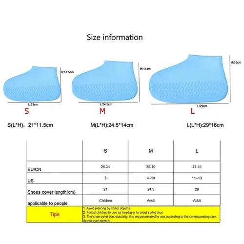 3 Pairs Rubber Rain Boot Overshoes For Outdoor Use, Silicone Waterproof Shoe Covers, Rainy Day Shoe Cover, Reusable Non-Slip Rain